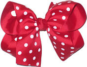 Large Red and White Large Polka Dot School Bow